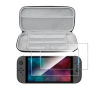 WFTE Étui Rigide pour Nintendo Switch 2 Console + 2 * Verre Trempé Housse Rigide de Rangement Zippée en Matériau Durable Anti-Choc Accessoire pour Nintendo Switch 2 Model 2025 - Noir