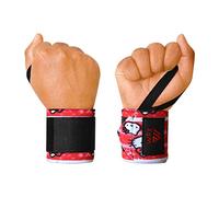 WFX Bandes de poignet de gymnastique, entraînement de fitness, haltérophilie lourde, sangles de poignet, boucles de pouce, paire réglable, forte adhérence, musculation (Hello Ketty)