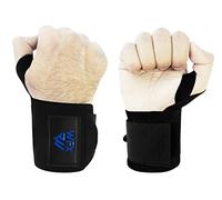 WFX Bandes de Poignet de Gymnastique, entraînement de Fitness, haltérophilie Lourde, Sangles de Poignet, Boucles de Pouce, Paire réglable, Forte adhérence, Musculation (Noir)