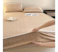 WFXXZL Drap-Housse élastique, Drap-Housse bohème en Velours Taffetas Ultra Doux, protège-Matelas en Flanelle for Lits Simples, Doubles et King Size(Khaki,200 * 220cm)