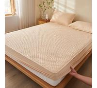 WFXXZL Housse de Matelas, Drap-Housse élastique imperméable, Taille Double, Doux et Respirant, Lavable en Machine, Convient aux Lits Simples, Doubles et King Size(Khaki,Twin XL)