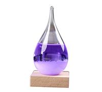 WFZ17 Verre transparent goutte tempête avec baromètre basse en bois pour bureau, décoration d'intérieur Violet