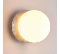 WFZRXFC Applique Murale d'extérieur en travertin, étanche IP65, Ronde en Verre, 16 cm, luminaire décoratif pour extérieur, idéal pour Une Villa, Une Cour ou Une terrasse.