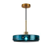 WFZRXFC Lampe à Suspension Ronde Minimaliste Moderne Abat-Jour en Verre soufflé Bleu à Suspendre Lustre réglable de 59,1 Pouces de Fil Suspendu pour Bars, Restaurants, magasins de vêtements Luminaire