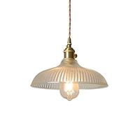 WFZRXFC Suspension de personnalité minimaliste japonaise Abat-jour en verre transparent rayé Éclairage suspendu Support de lampe en laiton doré éclairage de plafond Pour le lustre de restaurant de caf