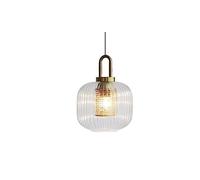 WFZRXFC Suspension en métal Boule de Verre rayé luminaires Suspendus éclairage Globe Abat-Jour plafonnier avec Verre Clair pour Lustre Simple loft Vintage