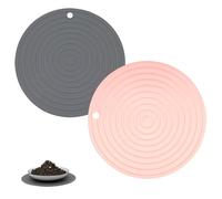 WGCHAIE 2 Pièces Tapis Gamelle Chat et Chien, Tapis d'alimentation en Silicone Antidérapant Portable en Silicone Set Rond Tapis de Plateau Gamelle de Nourriture Antidérapant pour Animaux