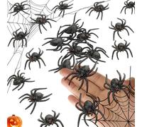 WGCHAIE 30 Pièces Araignée Plastique, Halloween Fausses Araignées, Araignées en Plastique Noir, pour Toutes Sortes de Farces, Jeux Et Cadeaux Farfelus