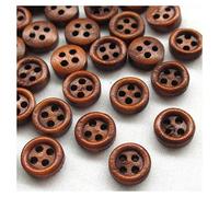 Wgd Kouzi Mini Brown Boutons 50pcs Bois, 8 Mm 4 Boutonnières Artisanat Couture Décor Clothe