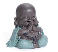 WGFKVAS Statuette de Bouddha souriant en céramique - Petit moine - Pour la maison, le bureau, la voiture, les cadeaux et les arts créatifs - Vert