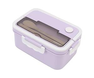 WGFOIP Boîte à en Plastique Résistant à la Chaleur de 1500ml pour étudiants, Conteneurs à Déjeuner Portables pour le Bureau de L'école, avec Baguettes et Cuillère (Violet)