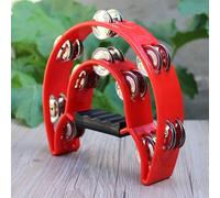 WGFOIP Cloche de Tambourin à Main, Instrument de Percussion Durable de Grande Taille pour L'éducation Musicale des Enfants, Hauteur de 20cm (Rouge)