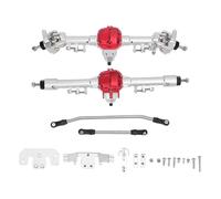 WGFOIP Ensemble D'assemblage D'essieux RC, Résistance Supérieure et légèreté, pour SCX10 II 90046 90047 1/10 RC Chenille en Alliage D'aluminium Argent et Rouge