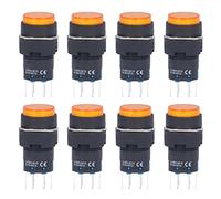 WGFOIP Interrupteur à Bouton-poussoir momentané, 25 Pièces, Autobloquant, Durable, 8 Broches, pour équipement D'automatisation, Matériau ABS, 16mm (Jaune)