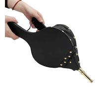 WGFOIP Soufflet de Cheminée Souffleur D'air Manuel Outil de Feu en Bois avec Résistance à la Chaleur en Cuir PU Design Rustique pour Camping Barbecue Grill Cheminée Décor de (tube doré)