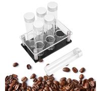 WGFOIP Tubes de Stockage de Grains de café en Verre à Haute Teneur en Borosilicate, 6 Pièces, avec Présentoir, Flacons Transparents Hermétiques pour la Décoration de la Cuisine de la (Petite taille)