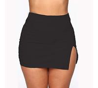 WGGY Femme Mini Jupe,Jupe Trapèze Taille Haute Couleur Unie Côté Fendu Mince Été Sexy Mignon Style Collège Jupe Courte Crayon avec Fermeture À Glissière pour Filles Dames Plage Date De Vacances F