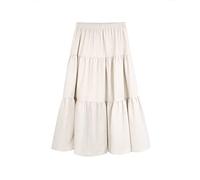 WGGY Jupe Femme Mi-Longue d'Hiver Noire Taille Élastiquée Haute en Velours Côtelé Froncée Plissée Grande Parapluie Pendule, Blanc