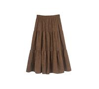 WGGY Jupe Longue Femme Hiver Chic,Jupes d'hiver Noires Taille Élastiquée Jupe Taille Haute en Velours Côtelé Jupe Mi-Longue Froncée Jupes Plissées pour Femmes Grande Jupe Parapluie Pendule, Café