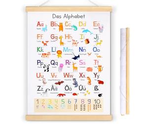 WGIDSKKI Affiche Alphabet Enfant Poster Abcdaire 31x41.5 cm, Abcdaire, De A à Z, 1 à 10 Poster Éducatif, Alphabet des Animaux, Idée déco Chambre Enfant, Crèche, Maternelle
