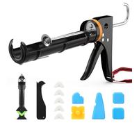 WGIDSKKI Pistolet à Cartouche Silicone Professionel en Métal, Kit de Presse à Cartouche et Outil pour Enlever le Mastic, Pistolet Professionnel pour Appliquer des Silicones et des Scellants