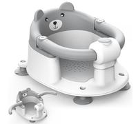 WGIDSKKI Siège de Bain Bébé, Siège de Bain Bébé à Partir de 6 Mois, Baby SièGe Bain Ergonomique, Baignoire Portable Avec 4 Ventouses Pour Tout-Petits et Nouveau-nés, Motif Ours (Gris)