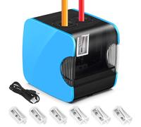 WGIDSKKI Taille Crayon Electrique,Taille-Crayon éLectrique Enfants, Batterie et USB Deux Mode avec 6 Lames et 1 Pinceau, 2 Tailles Crayons éPaisseur Pour Les Enfants, Bleu (Carré)