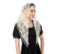 Wgior Voile triangulaire pour église - Chapelle en dentelle pour femme, ivoire, taille unique