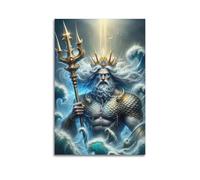 WGJYMX Impression sur toile avec image mythe Poséidon avec trident - Décoration murale moderne pour chambre à coucher - 50 x 75 cm
