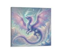 WGJYMX Impression sur toile représentant un dragon de glace fantastique - Décoration murale moderne pour chambre à coucher - 30 x 30 cm