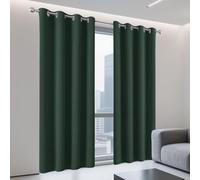 WGLF SUN Rideaux Occultants 144 x 161 cm Thermique Isolant Anti Froid Rideaux Phonique/Anti Bruit Salon Chambre avec Oeillets, Protection La Vie Privée pour Maison Chambre Fenetre, Vert Foncé