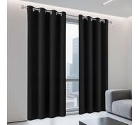 WGLF SUN Rideaux Occultants 150 x 161 cm Thermique Isolant Anti Froid Rideaux Phonique/Anti Bruit Salon Chambre avec Oeillets, Protection La Vie Privée pour Maison Chambre Fenetre, Noir