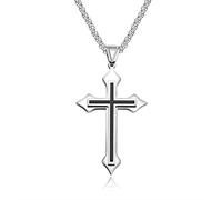 WGLILO Collier avec pendentif en forme de croix pour homme et femme en alliage de qualité supérieure - Couleur unie, Métal, Non.
