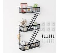 WGLILO Étagère murale Fire Escape - Étagère échelle décorative à 3 niveaux de New York, affichage de bibelots et de figurines d'action avec escalier flottant, décoration murale pour chambre à coucher