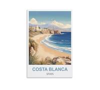 WGMDOEE Poster vintage sur toile Costa Blanca Espagne - Décoration murale d'intérieur - 50 x 75 cm