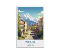 WGMDOEE Poster vintage sur toile Tirana Albanie - Décoration murale d'intérieur : salon - 30 x 45 cm