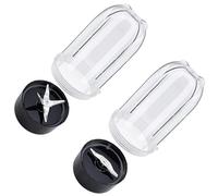 WGQRWX 2 Pack 16OZ Gobelets Hauts avec Combo Lame Croisée et Plate, pour Magic Bullet, pour Blender Juicer 250W MB-1001 Couvercle de la lame du mixeur