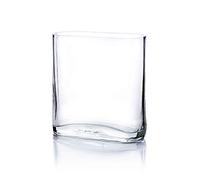 WGV Grand Vase rectangulaire en Verre Transparent, Largeur 7,6 cm, Longueur 17,8 cm, Hauteur 20,3 cm, récipient Floral Rond en Verre Transparent, décoration de fête de Mariage, événement, Maison,