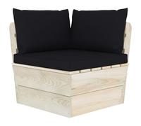 WGYHOME Canapé d'angle de jardin en bois d'épicéa imprégné avec coussins, ensemble de meubles de jardin pour balcon, terrasse, jardin