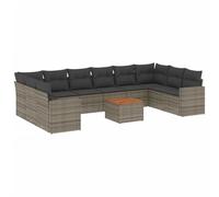 WGYHOME Ensemble de canapé de jardin en polyrotin gris, 55 x 55 cm, avec coussins lavables, canapé d'angle modulaire pour terrasse, balcon et cour, résistant aux UV, jusqu'à 110 kg