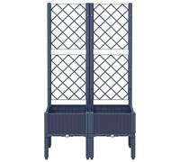 WGYHOME Jardinière de jardin avec treillis bleu gris 120 x 40 x 142 cm en polypropylène extra large pour légumes, parterre de légumes, pot de fleurs à cadre froid, jardinière pour jardin, balcon et