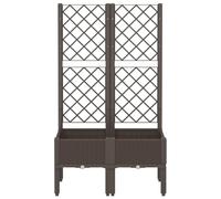 WGYHOME Jardinière de jardin avec treillis marron 120 x 40 x 142 cm en polypropylène extra large pour légumes, parterre de légumes, pot de fleurs à cadre froid, jardinière pour jardin, balcon et