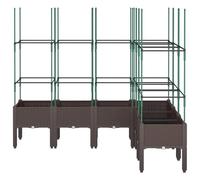 WGYHOME Jardinière de jardin avec treillis marron 200 x 160 x 142,5 cm en polypropylène extra large pour légumes, parterre de légumes, pot de fleurs à cadre froid, jardinière pour jardin, balcon et