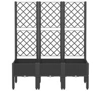 WGYHOME Jardinière de jardin avec treillis noir 160 x 40 x 142 cm en polypropylène extra large pour légumes, parterre de légumes, pot de fleurs à cadre froid, jardinière pour jardin, balcon et