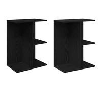 WGYHOME Lot de 2 tables de chevet - Aspect chêne noir - 46,5 x 29 x 61 cm - Avec 3 compartiments - Table de chevet solide en bois pour chambre à coucher, idéale comme étagère pour lampe, horloge et