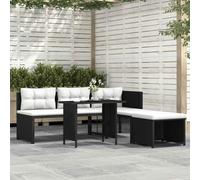 WGYHOME Lot de 4 meubles de jardin en polyrotin noir, table de cuisine, meubles de balcon, meubles de jardin, résistants aux intempéries, faciles à nettoyer, pour terrasse, jardin, balcon