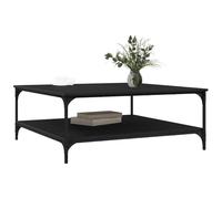WGYHOME Table basse - Aspect chêne - Noir - 100 x 100 x 40 cm - En bois avec étagère industrielle - Table de salon durable pour boissons, décoration et livres