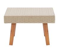 WGYHOME Table basse de jardin en polyrotin beige 70 x 50 x 33 cm - Table basse résistante aux intempéries avec pieds en bois pour terrasse, balcon et piscine