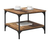 WGYHOME Table basse en bois recyclé 55 x 55 x 40 cm avec étagère - Table en bois rustique pour salon, style industriel, durable et empilable, charge maximale 60 kg