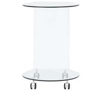 WGYHOME Table basse en verre 45 x 40 x 58 cm, transparent, verre de sécurité trempé de 8 mm, avec 4 roulettes, facile à déplacer, pour salon et salon, table basse moderne